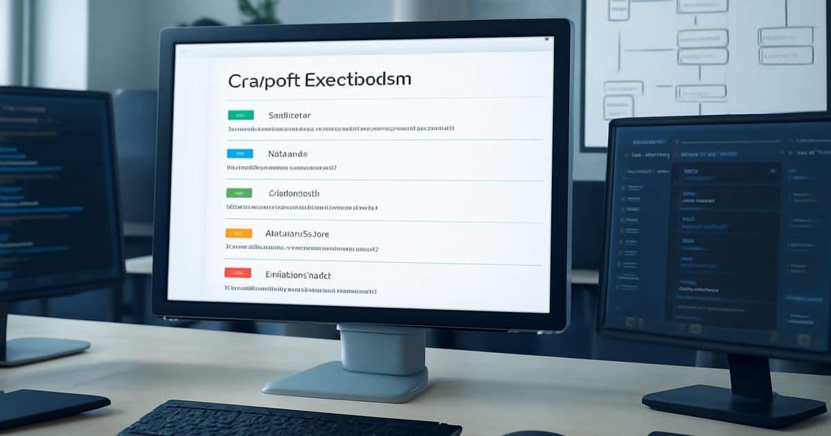 Developer reviewing an OpenAPI specification on a large monitor in a modern software development workspace